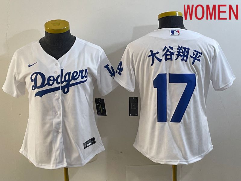 Women Los Angeles Dodgers #17 Ohtani White Nike Game MLB Jersey style 5->women mlb jersey->Women Jersey